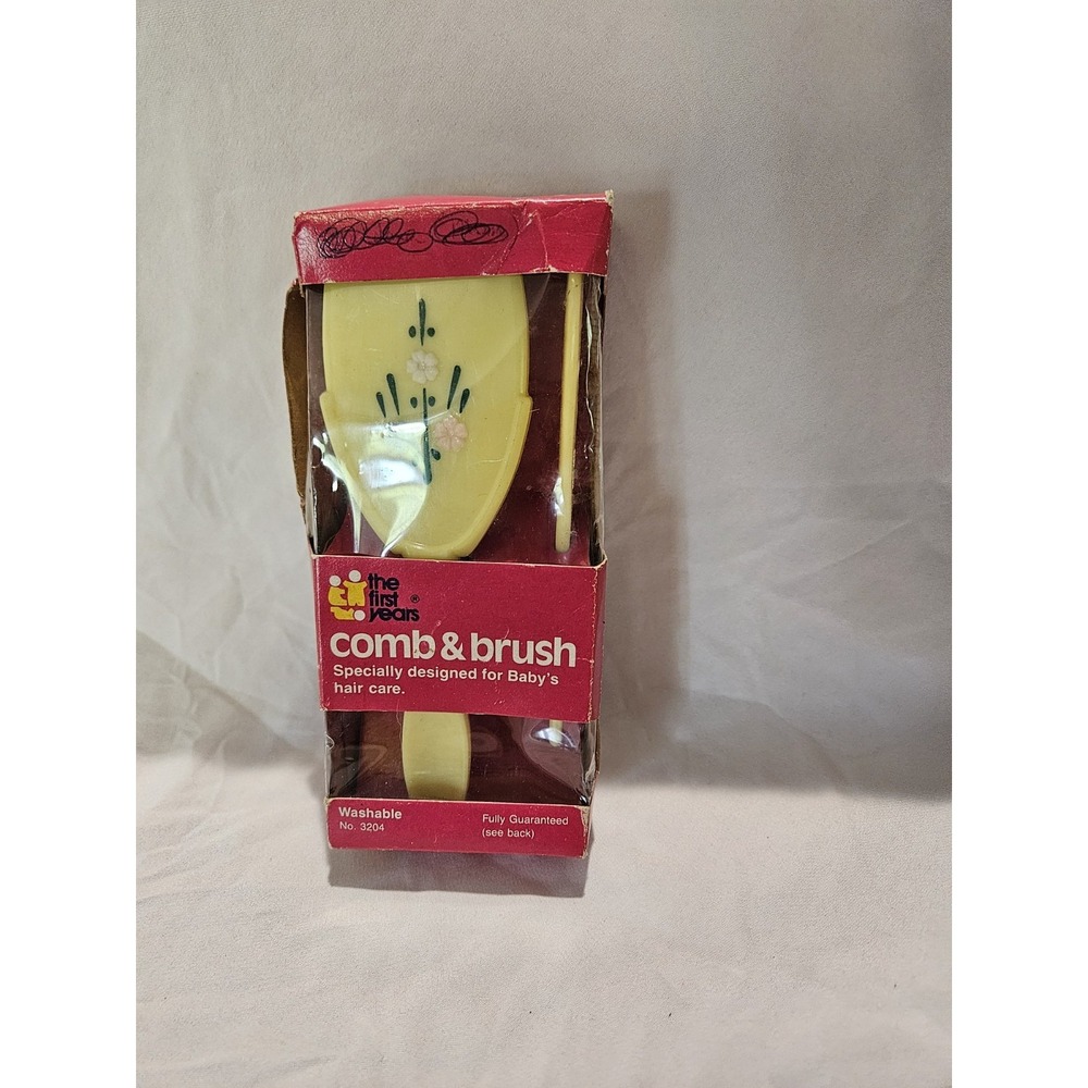 Vintage The First Years Baby Comb & Brush Set 1974 Floral Nursery Grooming‎